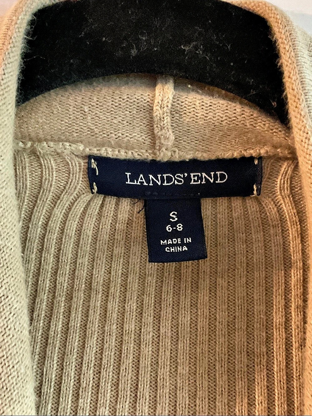 Lands' End Women's Cotton Open Front Cardigan Beige Small - Picture 2 of 3